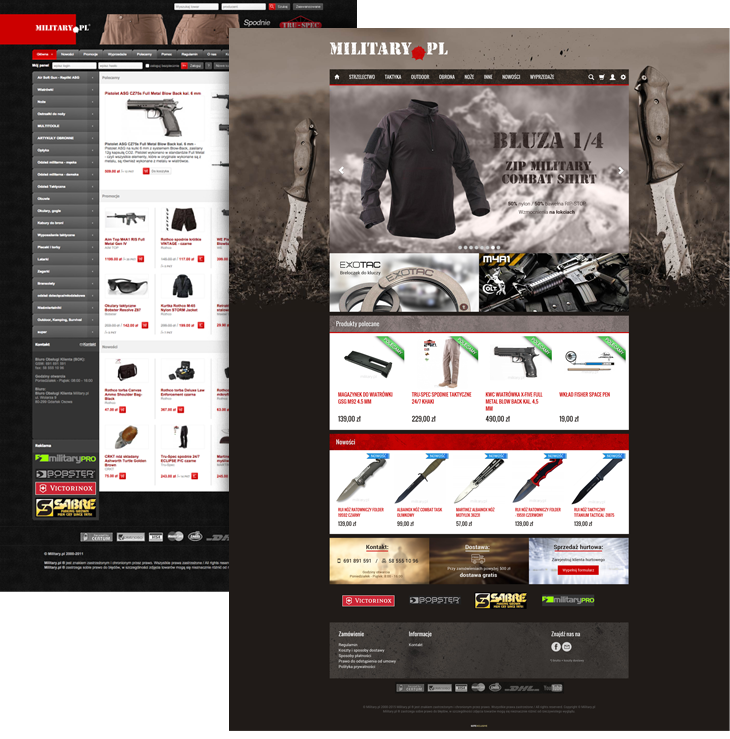 Comparison of old and new Military online store