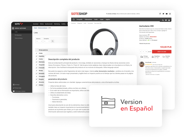 Spanish version of the online store